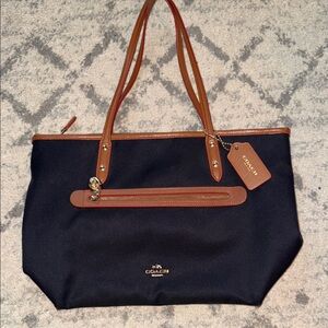 Coach navy and Tan Tote Bag